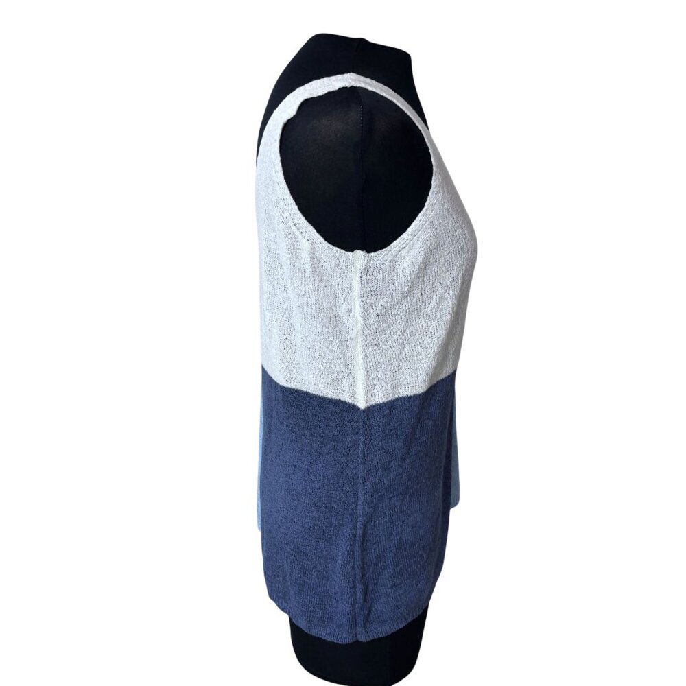 Colorblock Knit Tank Top In Blue & White Colorblock - M - Picture 4 of 10